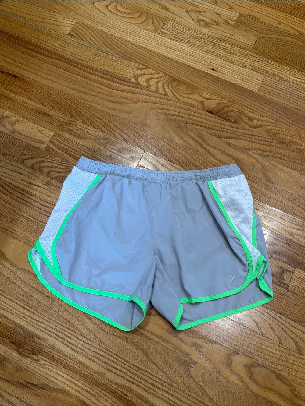 Old Navy Light Gray Athletic Shorts with Neon Green Trim